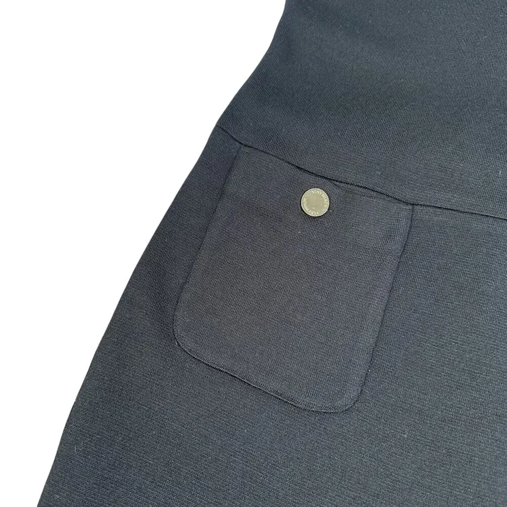 Tory Burch Anthea‎ Wool Dress Women’s Small Black Front Pockets Short Sleeve